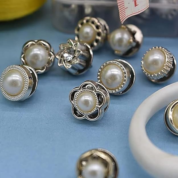Image of ARLICORPING 20Pcs Women Shirt Brooch Pearl No Sew Button Pins Instant Jeans Safety Pin