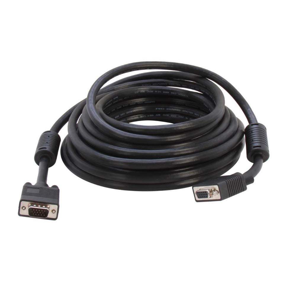 Fuji Labs VGA Male to Female Monitor Extension Cable with Ferrite Core (6Ft, 25Ft, 100Ft) (100Ft)