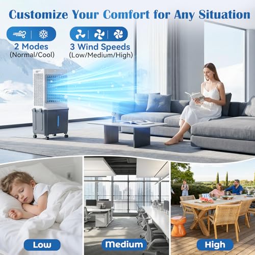 Portable Air Conditioner, 7.9 Gal Portable AC Unit Cooling Fan, Fast Cooling Evaporative Air Cooler with Remote & Timer, 3 Speed Windowless air conditioner for Bedroom, Garage,Pati image 6