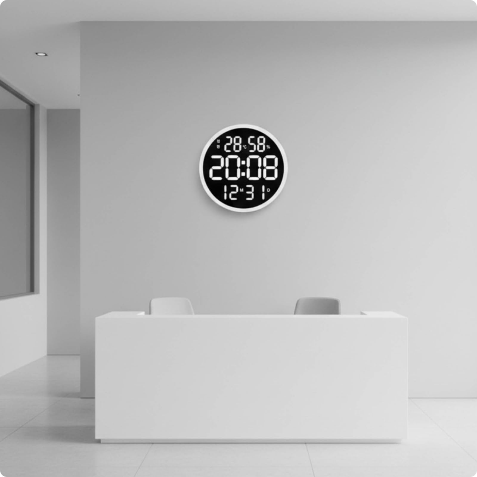 LOVIVER Orologio Elettronico Orologio da Parete Orologio Digitale Orologio LED Senza Ticchettio in Plastica E Acrilico con Schermo Segmentato Grande, Bianco, style to 2