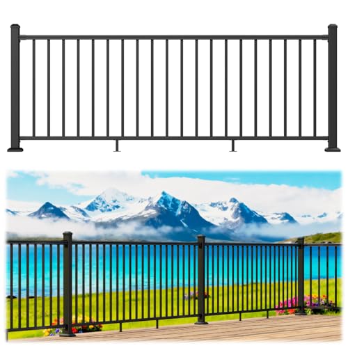 Image of Egadis 36 in. H x 8 ft. W Black Deck Railing Kit with 2 Post, Textured AAMA 2604 Powder-Coat Finish Modular Aluminum Railing System for Outdoor Decks, Porches & Balconies(1 Panel, 2 Post)