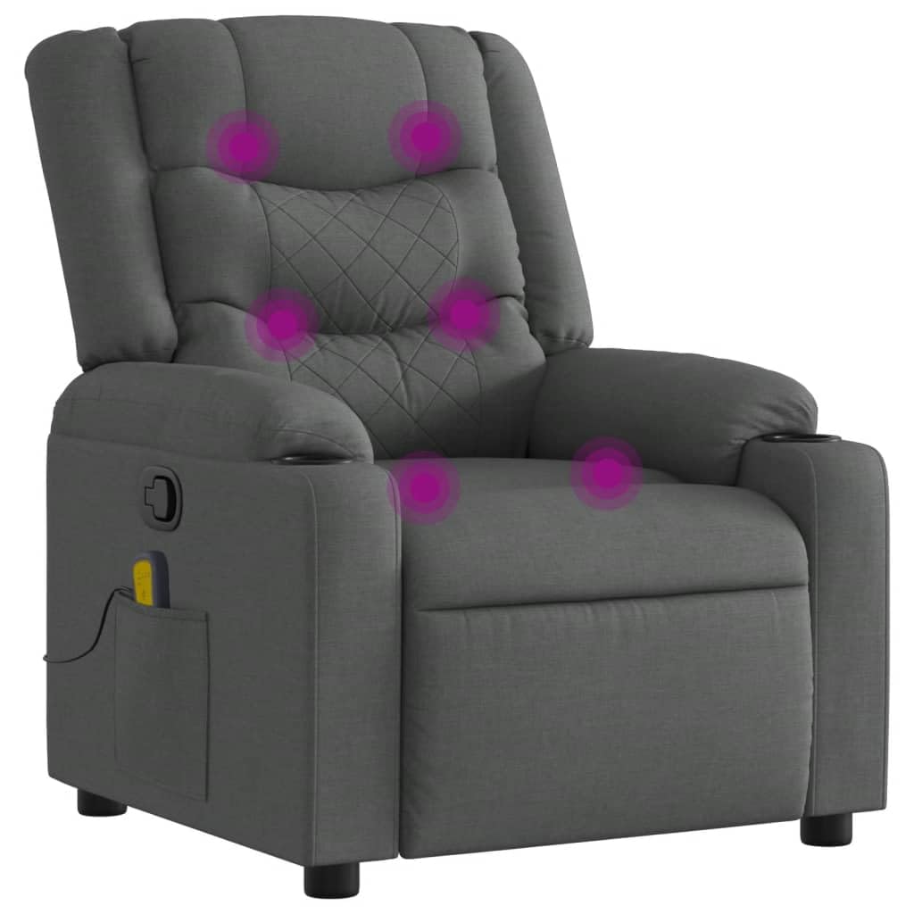KCCKOM Massage Recliner Chair Dark Gray Fabric Armchairs