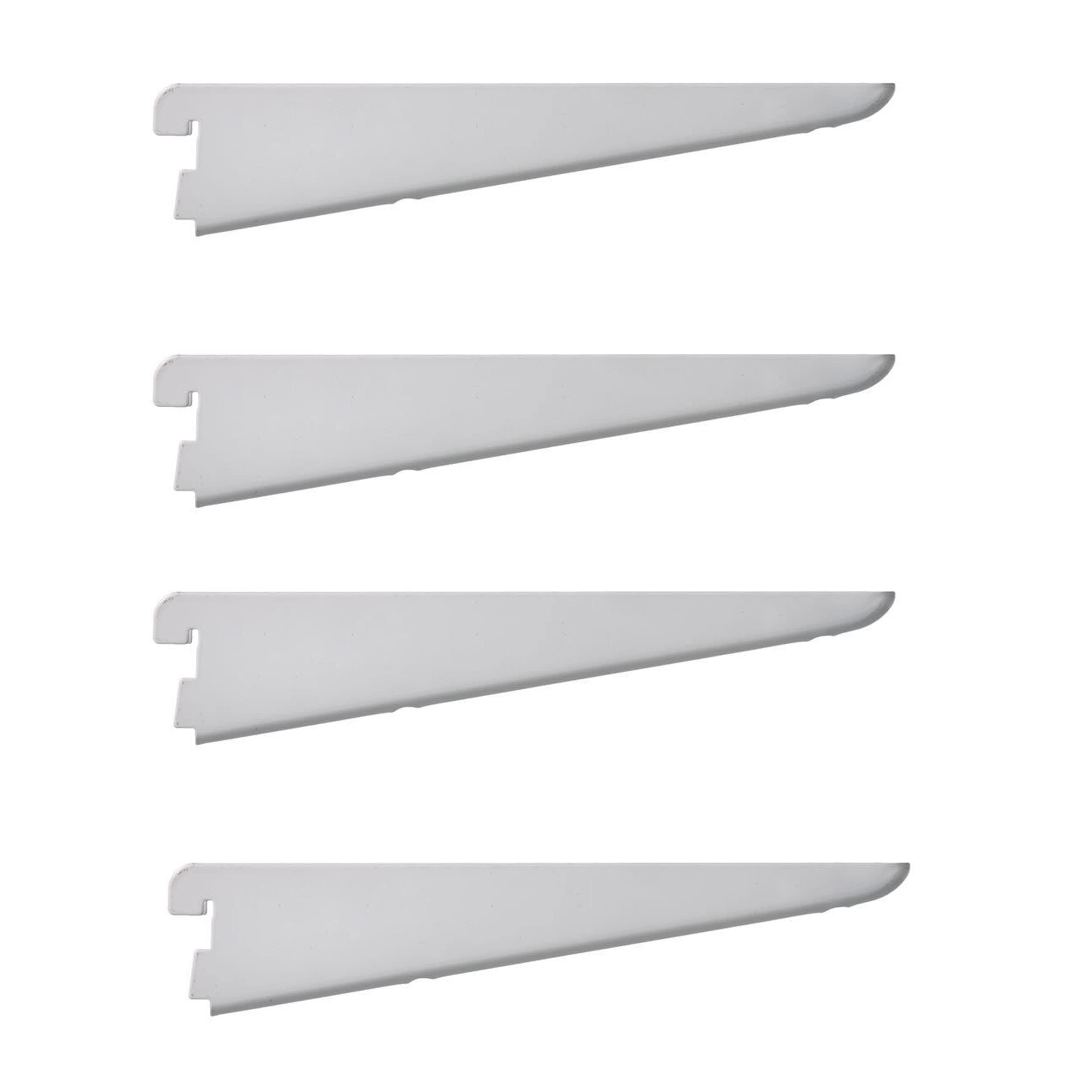My ShopFittings Ltd Twin Slot Wall Mounted Shelving Bracket White Pack of (1, 2, 4, 6, 8, 10) Sizes (12cm, 17cm, 22cm, 27cm, 32cm, 37cm, 47cm, 61cm) (4, 27cm Or 270mm White Bracket)