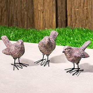 SA Products Bronze Birds Set - Decorative Animal Outdoor & Indoor Ornaments for Home Garden, Patio, Pond, Pathway - Waterproof Resin Statues with Metal Finish - Gifts for Gardeners, Mothers - 3 Pieces