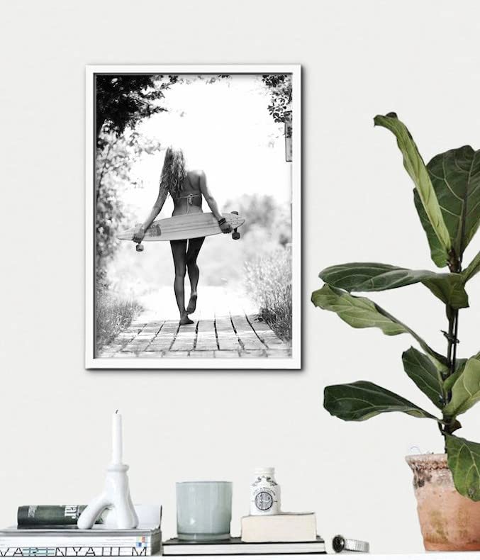 Amazon.co.jp: アートポスター398 スケボー ビーチ 額縁付き