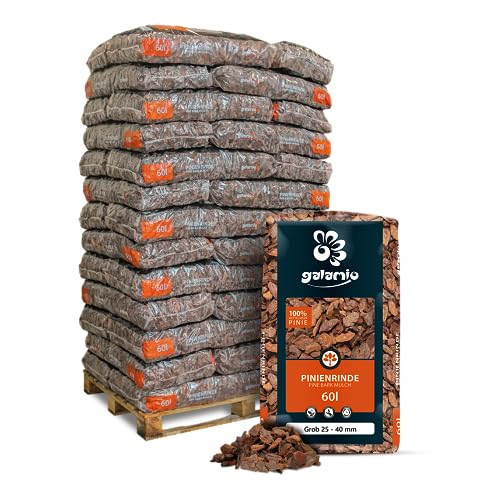 GALAMIO Rindenmulch Pinie Grob 25-40 mm - 2340L (39 x 60L) - unbehandelter, natürlicher Bodenschutz