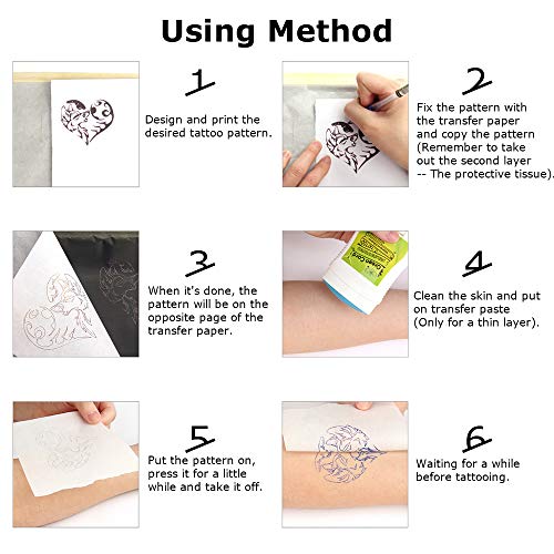 Anself transfer tattoo paper,100 Sheets Multifunctional A4 Transfer Paper for Tattoo Practice Apply with Transfer Paste (Not Included) - Thumbnail 2