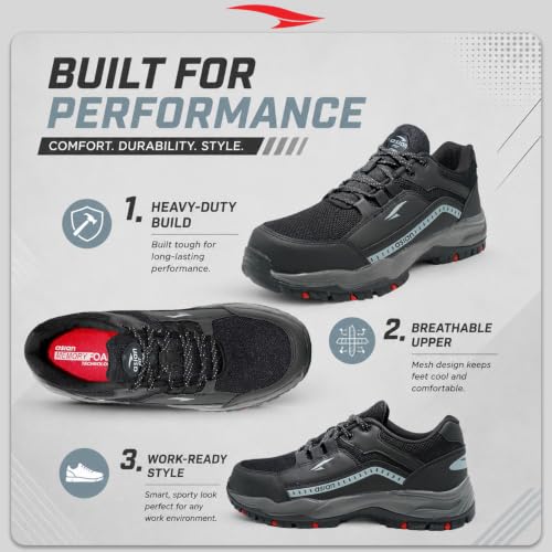 Image of ASIAN Protective-01 Men's Safety Shoes | Breathable Mesh Upper, Heavy-Duty Grip Sole, Lace-Up Work Shoes for Construction & Factory Use