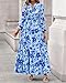 BTFBM Women Boho Maxi Dress Fall Fashion 2026 Floral Long Sleeve V Neck Button Pockets Flowy Vacation Wedding Dresses(Floral Light Blue Blue, Large)