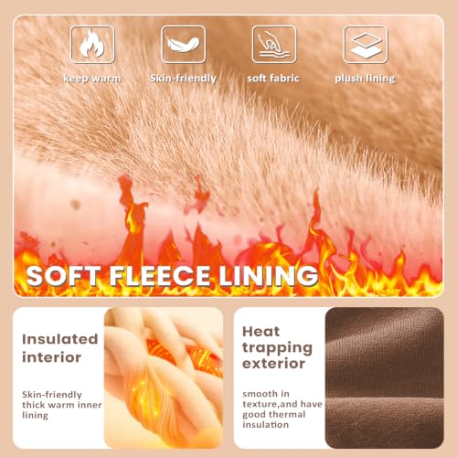 Image of X-CHENG Women Fleece Lined Tights Fake Translucent Sheer Thermal Tights | Winter High Waist Warm Pantyhose Leggings Sheer Thick Elastic Tights for Women