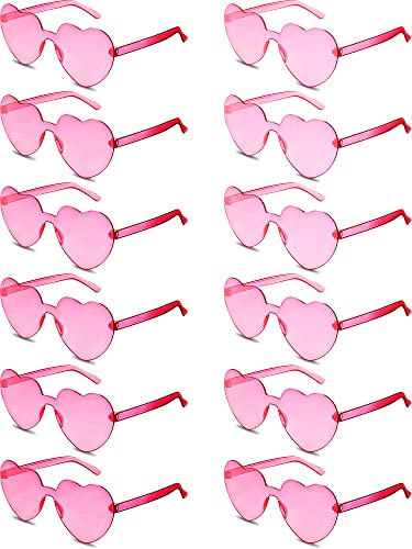 Flutesan 60 Pairs Heart Sunglasses Pink Heart Shaped Rimless Sunglasses Transparent Frameless Glasses Candy Color for Party Favor Cosplay