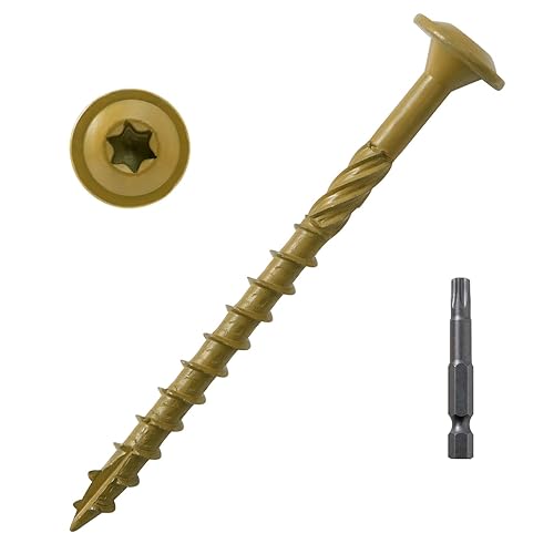 LIONMAX Tornillos de retraso de construcción #14 x 3 pulgadas, 50 tornillos de retraso estructural exterior de 3 pulgadas con cabezal de arandela de