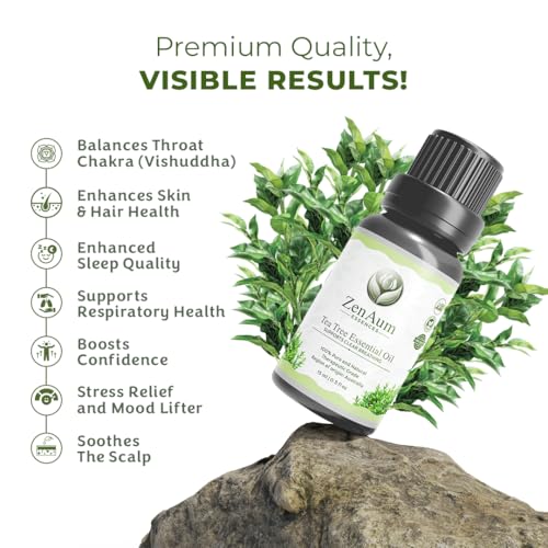 Image of 100% Pure Tea Tree Essential Oil | Antibacterial & Skin Healing | Acne, Scalp & Hair Care| FDA Approved | Aromatherapy & Massage Use - 15ml - Pack of 2