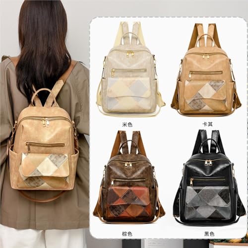 Sac à dos patchwork rétro en tissu grande capacité et confortable - 3
