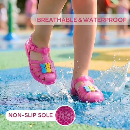 Image of Disney Peeps Jelly Sandals Slip On Slides Water Pool Beach Sandal for Girls - Size 5-10 Toddler 11-12 Little Kid