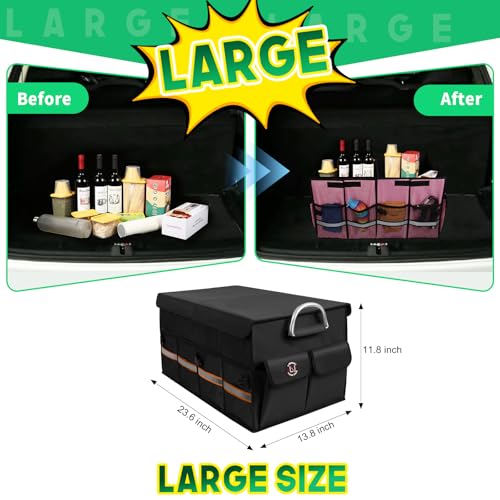 Image of Trunk Organizer, LIBZAKI Cargo Organizer, Premium Multi Compartments Collapsible Portable Trunk Storage for auto, SUV, Truck, Minivan -Black