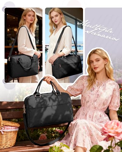 Image of Gym Bag for Women,Travel Duffle Bag for Travel with Wet Pocket Weekender Overnight Carry On Tote Bag Luggage Bag with Trolley Sleeve Personal Item Travel Bag Hospital Diaper Bag Black