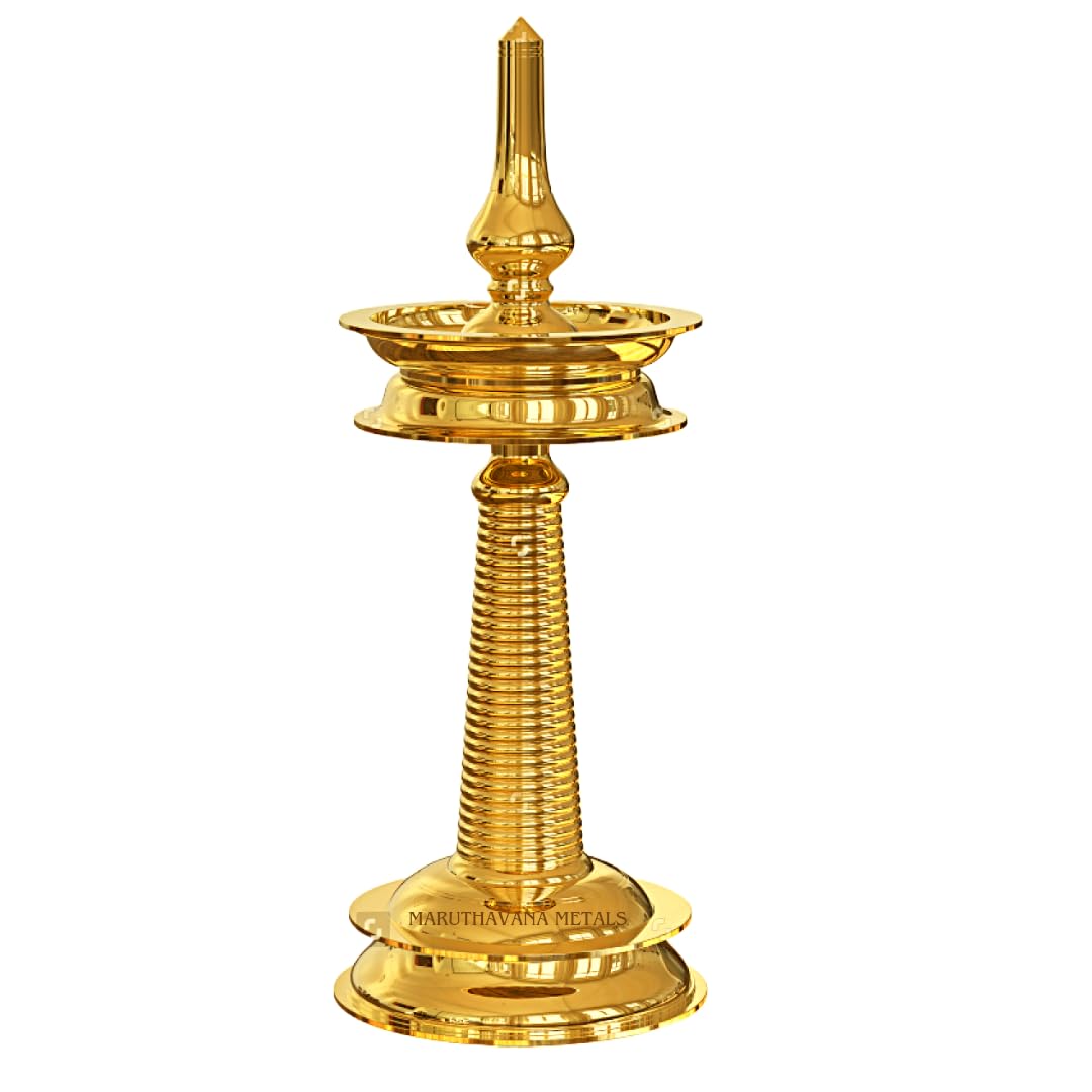 Maruthavana Kerala Nilavilakku 18'' inch Pure Brass Traditional Elegant Diya Oil Lamp (18'' Inch, Gold)-image-36
