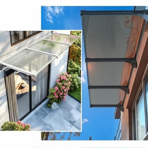 Auvent de porte extérieure anti-UV avec structure robuste en aluminium - 8