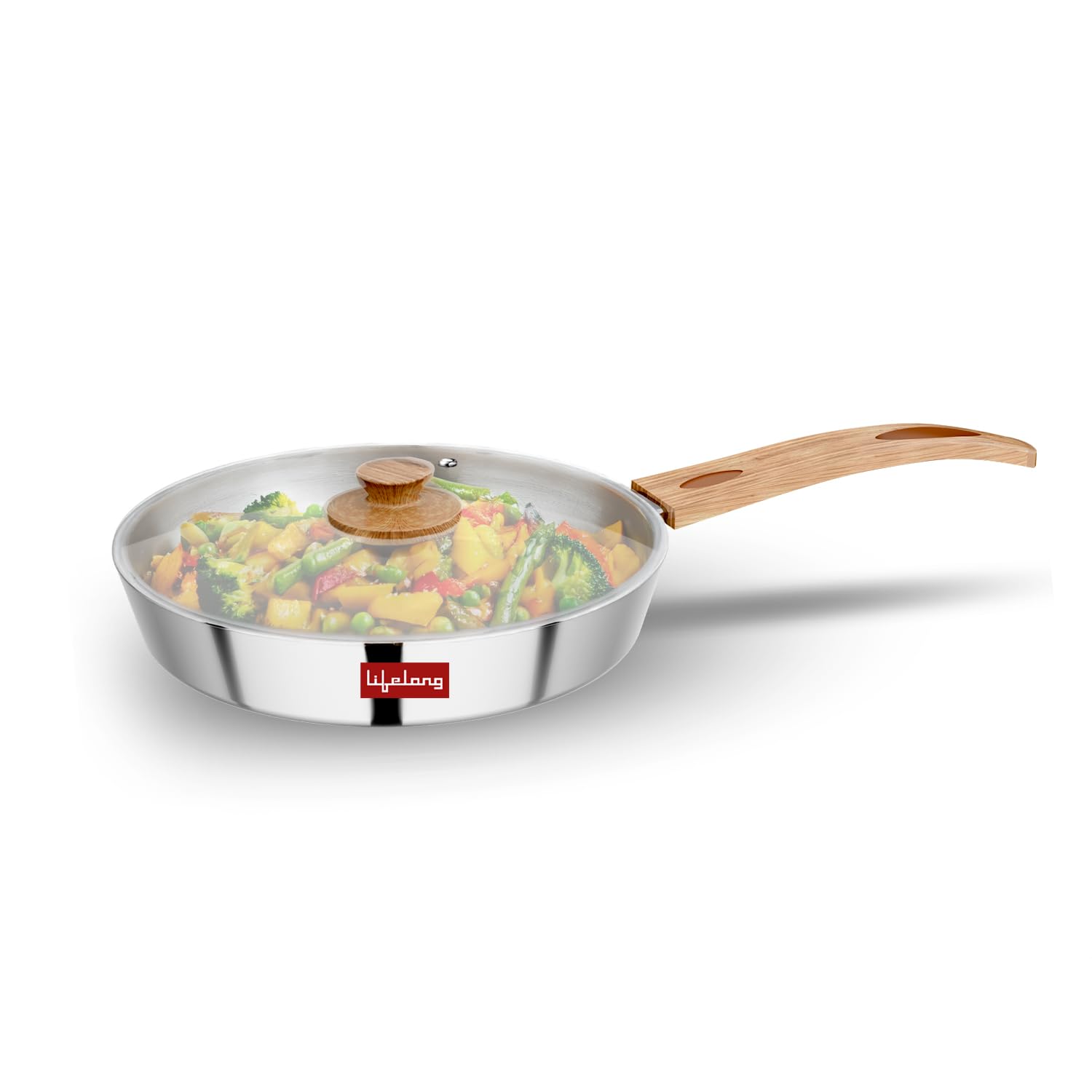 Lifelong Fry Pan with glass lid 22cm ( Soft touch handles)