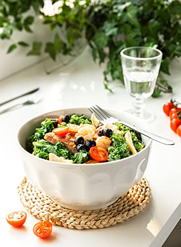 Sweese Large Salad Bowl - 64 Ounce Serving Bowl For Soup, Salad, Popcorn, Noodle, Pho, Fruit, Mixing, And Serving - Porcelain Bowl Set Of 1, White No.133.101 #TOP6