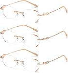 TERAISE Frameless Reading Glasses For Women With Blue Light Blocking,Fashion Diamond Cutting Rimless Eyeglasses