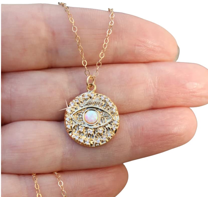 Amazon.com: Evil eye Opal necklace, Eye 
