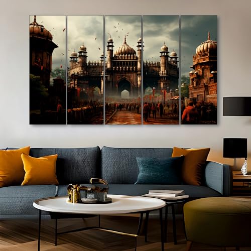 Image of The Castle Decor Mughal Forts Painting With Frame 5 Big Size (36x60) wall Art for Living Room,bedroom,drawing Room,hotels-digital Painting
