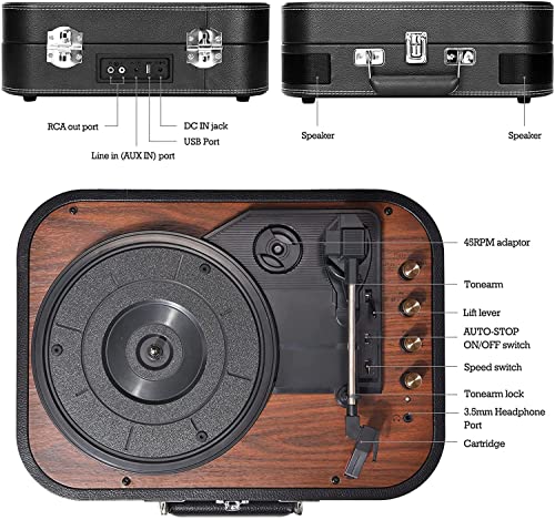 VOKSUN Platine Vinyle,Tourne-Disque à encodeur numérique portabl Bluetooth avec 3 Vitesses 33/45/78 TR/Min 2 Haut… - Les Beatles, Paul McCartney, John Lennon, RIngo Starr, George Harrison VOKSUN Platine Vinyle,Tourne-Disque à encodeur numérique portabl Bluetooth avec 3 Vitesses 33/45/78 TR/Min 2 Haut… – Image 3