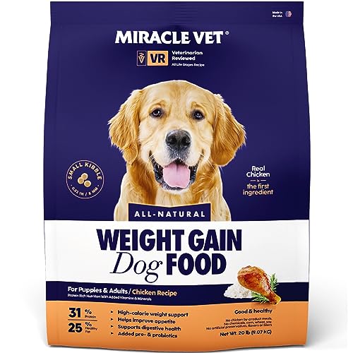 Miracle Vet High-Calorie High Protein Dog Food for Muscle & Weight Gain, Large...