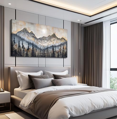 PHAOHUAXM Large Canvas Wall Art For Bedroom Large Wall Decor For Living Room Dining Room Modern Office Abstract Ink-Wash Landscape Mountain Wall Pictures Artworks Home Decor Ready To Hang 24"X48"