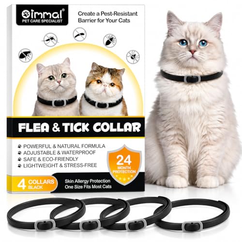 Collier Anti-Puces pour Chat (4 Pièces) – Protection Naturel Contre Puces, Tiques et Parasites,...