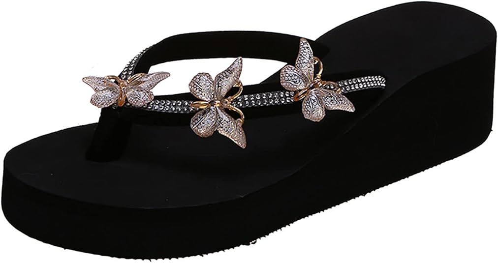 2025 Damen Sandalen Keilabsatz - Glitzer Strass Pantoletten Sandaletten