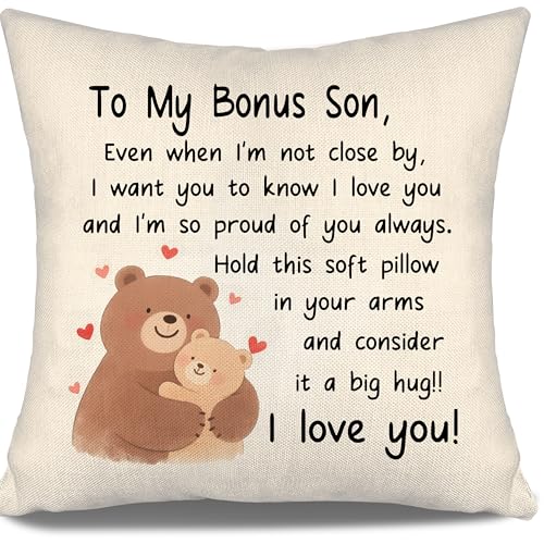 Even When I'm Not Close by I Want You to Know I Love You and I'm So Proud of You Always- to My Bonus Son Throw Pillow Cover from Bonus Mom Bonus Dad Bonus Son Birthday Graduation