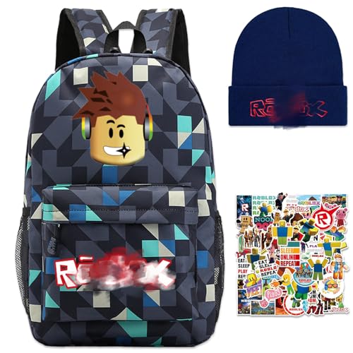 Heartsking Robl School Bag Cool School Backpack Lightweight School Bag Boys Girls Kids Backpack Set with Hat Stickersfor Days Out Rucksack Casual Travel Vacation Bag