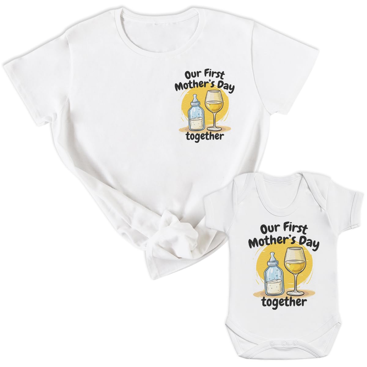 The Gift Project White Our First Mother's Day Together - Matching Gift Set - Baby Bodysuit