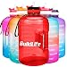 BuildLife Gallon Motivational Water Bottle with Time Marked to Drink More Daily and Nozzle,BPA Free Reusable Gym Sports Outdoor Large(128OZ) Capacity(Red, 1 Gallon)