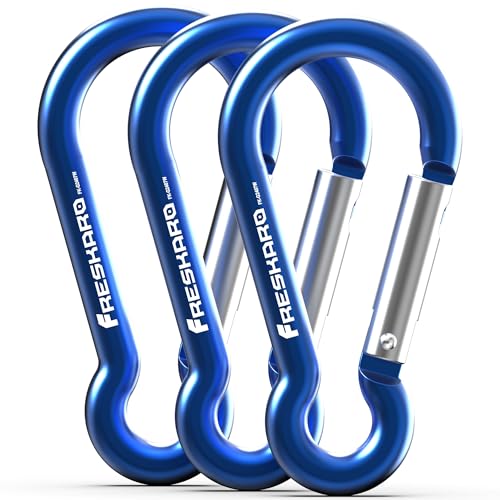 FresKaro - FresKaro Carabiner Clip, Heavy Duty Carabiners, Spring Snap Wire Gate Carbineers, Key and Keychain Karabiner 3inch, Strong Aluminum Caribiniers Hook, Fitness Accessories, Gourd Clips, 3Pack - -7%
