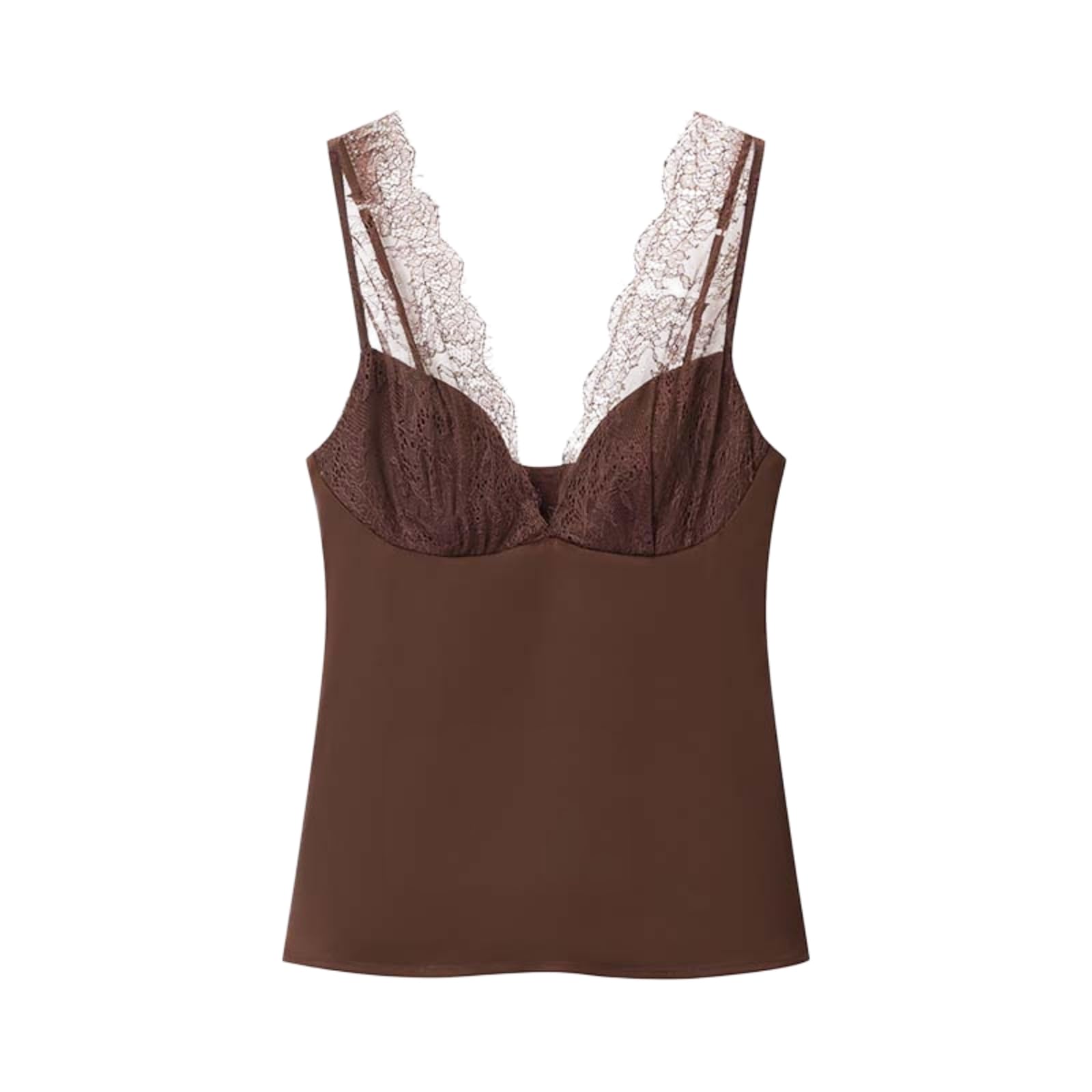 Canotta da Donna Nero Raso Pizzo V-Collo Camisole Top per Le Donne Tagliato Y2k Harajuku Camicia Senza Maniche Blusa Femminile-Beige-l