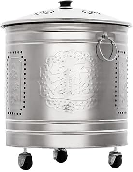 Stainless Steel Incinerator, Garden Incinerator, 360 Universal Wheel, Portable Incinerator, Garbage Incinerator, for Yard, Patio, and BackyardSilver,Small