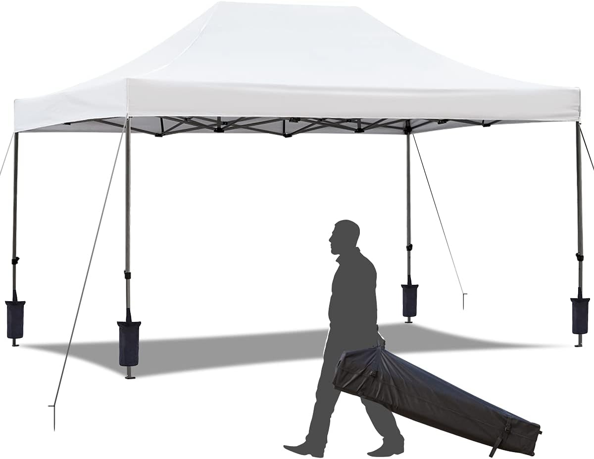 EROMMY 10' x 15' Pop Up Canopy Tent, Commercial Instant Canopy with Roller Bag, 4 Sand Bags, Outdoor Canopies for Festival, Event