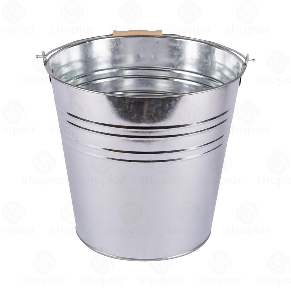 Galvanised Steel Bucket – Heavy Duty Firewood & Kindling Storage Bin with Carry Handle Fireplace, Stove, Fire Pit & Wood Burner – Indoor/Outdoor Fireside Accessory (30 x 27 x 20cm) 12L