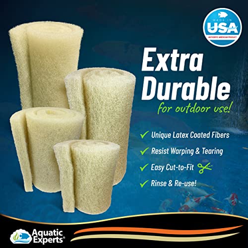Aquatic Experts Beige Coarse Pond Filter Pad - 1.25 Inch Thick - Bulk Roll Water Garden Filter Pond Media - Made In Usa (1.25 Inch By 16 Inch By 56 Inch) #TOP2
