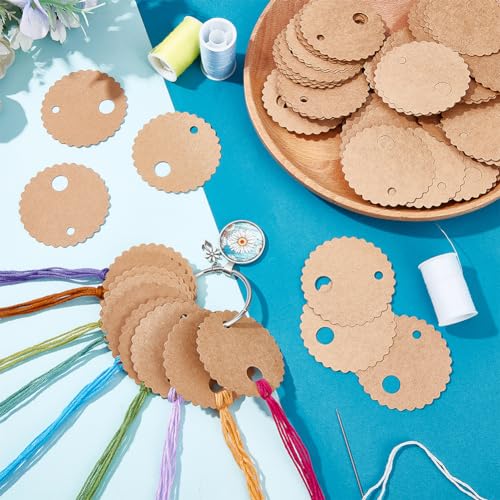 Image of BENECREAT Thread Keeps with Thread Drops, Simple Floss Drops with Daisy Floss Ring and 100pcs Thread Organization for Craft DIY Sewing Storage