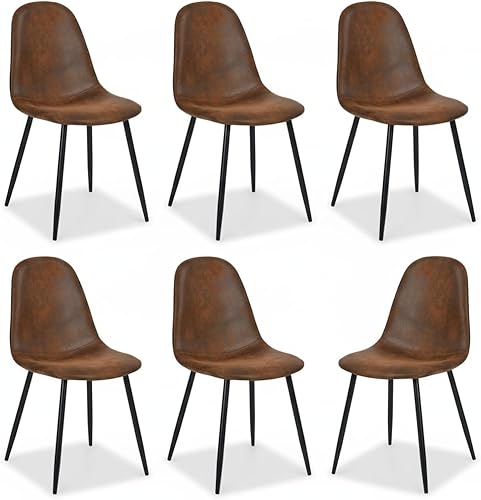 Miniatura 13 de Homy Casa Juego de 6 sillas de comedor modernas sin brazos de mediados de siglo, tapizadas con terciopelo, gamuza, tela, chenilla, patas de metal,