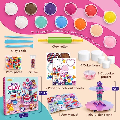 Drama Planet Craft Kits for Kids, Make Your Own Mini Desserts with Air Dry Clay, Create & Display Clay Creations, Art Activities, Great Gifts for Girls - Image 3