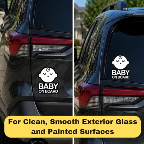 Image of TOTOMO Baby on Board Sticker for Car - Window Decal, Bumper Sign for New Parents, Durable Waterproof Safety Warning Sign for SUV Truck Minivan - Sleeping Boy, 2 Pack