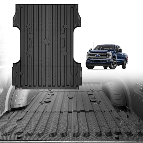 Image of TripleAliners Truck Mat Compatible with 2017-2026 Ford Super Duty F250 /F350 /F450 6.75FT Accessories, Truck Bed Mat Heavy Duty Custom Fit All Weather Protection TPE Pickup Liner