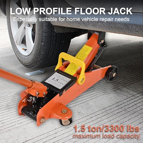 Hydraulic Floor Jack 1.5 Ton (3,300 lbs) Portable Trolley Car Jack with 360° Rotating Saddle, Heavy Duty Steel Car Lift for Cars and Medium Vehicles, Orange by A A IN - Image 4