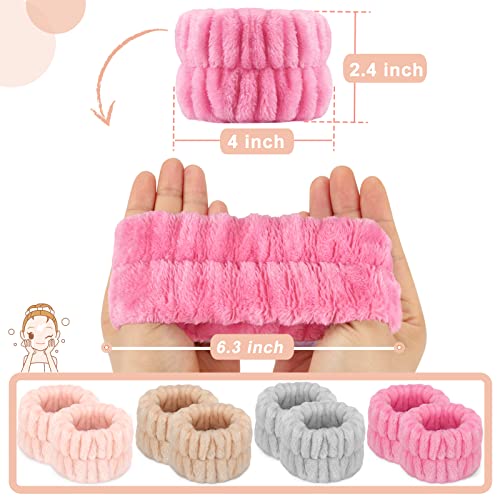 Image of Crosize 8 Pcs Microfiber Spa Wrist Bands for Women, Yoga Enthusiasts and People Doing Housework or Sports, Absorbent Face Washing Wristbands, Prevent Water from Spilling Down Your Arms